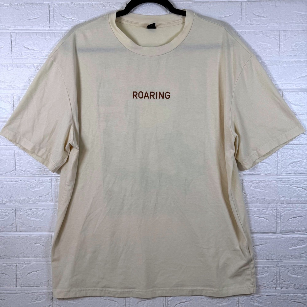 Graphic T-Shirt Mens Medium Cream Mystic Coast Roaring Waves Tee